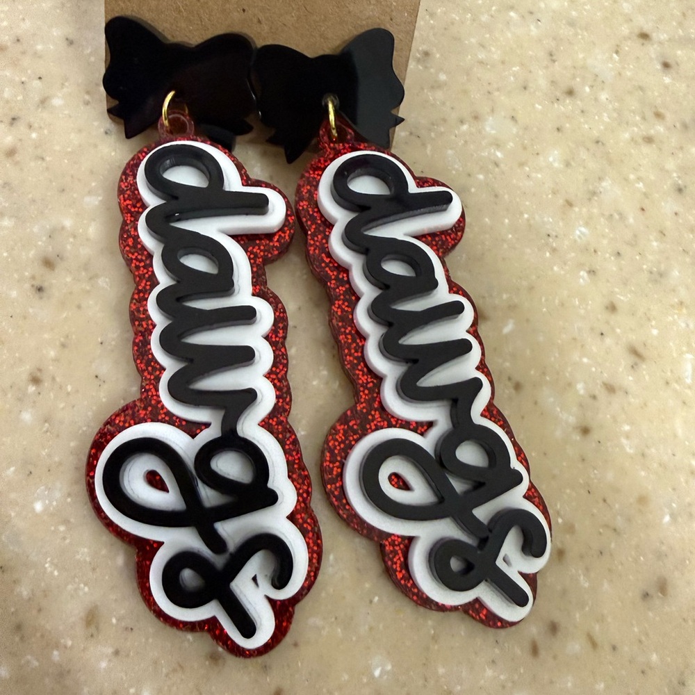 Red and Black Georgia Bulldogs Earrings
